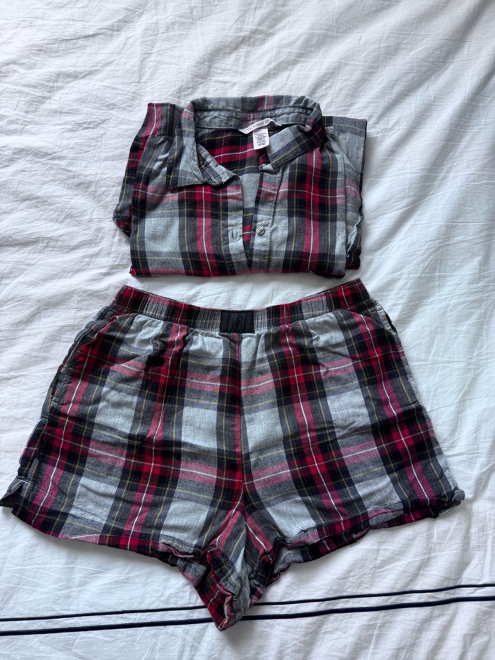 Victoria's Secret Red and Gray Plaid Pajama Set